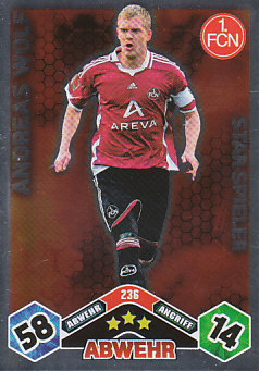 Andreas Wolf 1. FC Nurnberg 2010/11 Topps MA Bundesliga Star Spieler #236